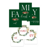 Green Christmas wall art set of 6 featuring Family Eat Drink and Be Merry and Love Peace Joy printable artwork.