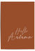 Burnt Orange background with 'Hello Autumn' text in white