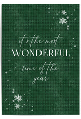 Forest green holiday print with falling snowflakes