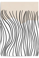 Black beige and white abstract line art fine art print