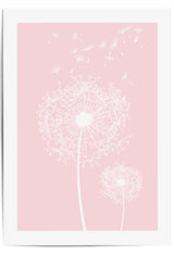 pink dandelion flower wall art print