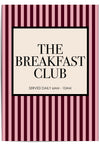 The Breakfast Club burgundy kitchen wall art with pink and wine red vertical stripes