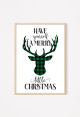 Holiday wall decor with plaid reindeer silhouette