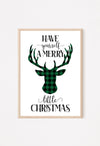 Holiday wall decor with plaid reindeer silhouette