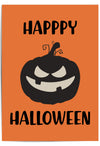 Happy Halloween Pumpkin Wall Art – Orange & Black Halloween Print