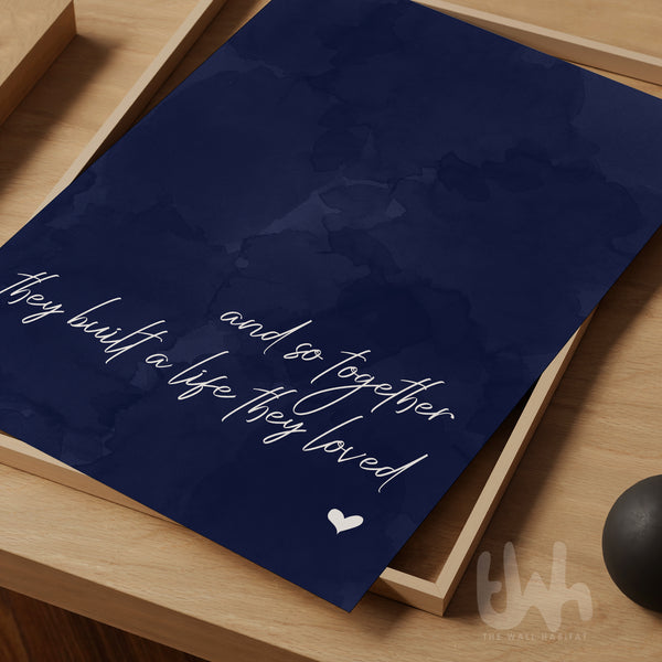 vertical navy blue romantic quote wall art 