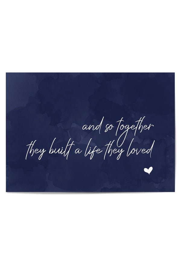 navy blue romantic wall art poster