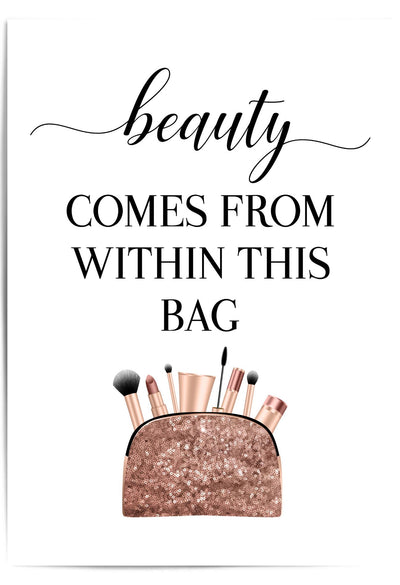 Beauty Bag, Makeup room prints, Beauty room decor, Makeup print, beauty room quotes, beauty salon wall art, rose gold salon decor, make up wall art