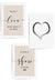 set of 3 beige and black heart print for bedroom