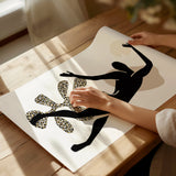 leopard print silhouette beige wall art