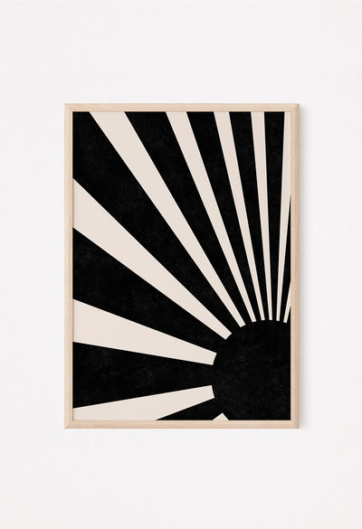 Black and Beige Sunburst Poster