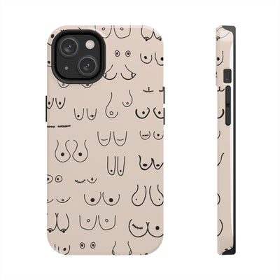 beige and black boobs phone case