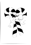 Black and white candy cane bow Christmas wall art