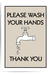 please wash you hands sign in black and beige