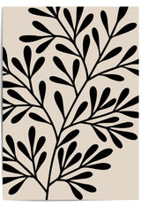 Beige wall art poster with black leaf pattern