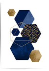 blue and gold hexagon wall art