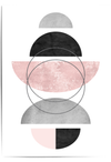 Geometric art print with pink, black, and gray shapes on a white background