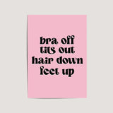 pink and black bra off print