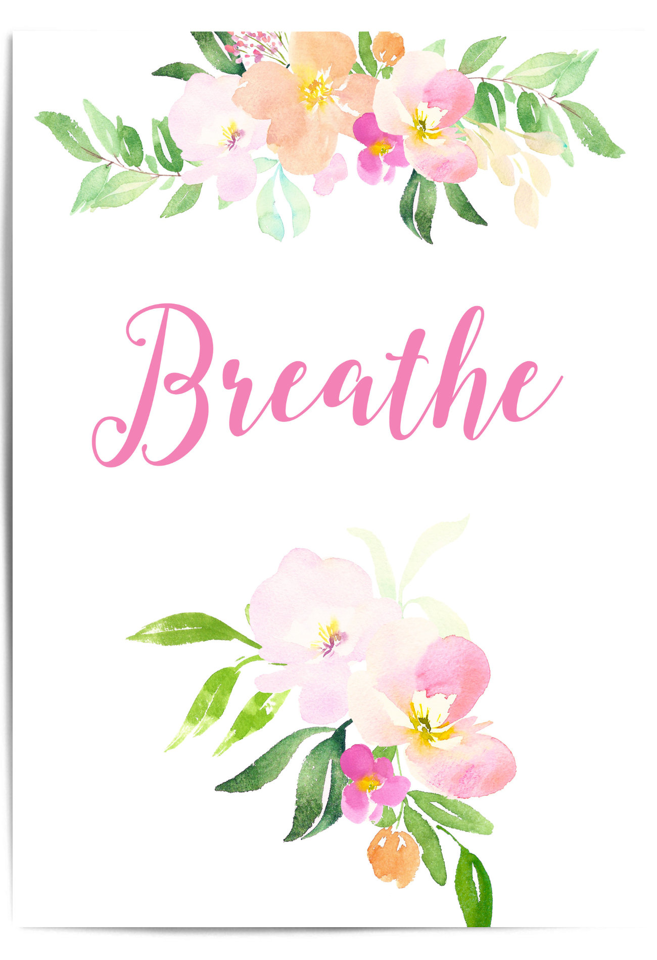 Breathe botanical spa bathroom poster