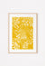 mustard yellow brushed leaf print