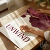 unwind burgundy bathroom print