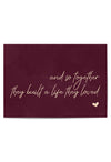 Burgundy quote wall art with champagne-gold lettering and romantic life quote
