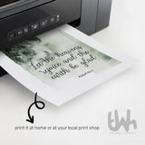 Let the Heavens Rejoice Psalm 96:11 Christmas printable with sage green botanical watercolour