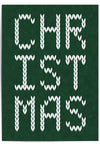 Modern green and white Christmas wall art print knit pattern