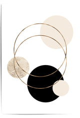 Abstract art print with geometric shapes on a white background
