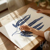 Set of 3 Navy Blue Fern Botanical Wall Art