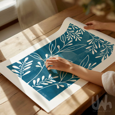 teal poster botanical print