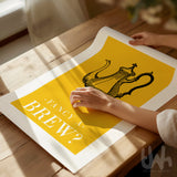 Set of 2 Mustard Yellow Retro Kitchen Wall Art Prints