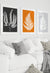 set of 3 fern wall decor orange and grey prints