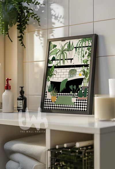 Green Tropical Bathroom Print