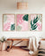 set of 3 pink and green wall decor
