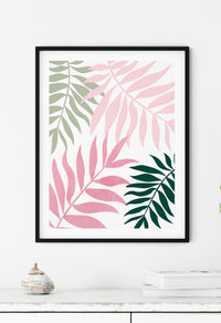 green and pink prints