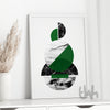 green and black poster print