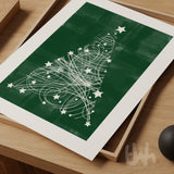 Green Christmas Wall Art Set – Modern Festive Prints – Merry Christmas, Ho Ho Ho & Christmas Tree Trio – Holiday Home Decor