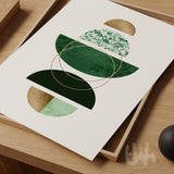 green gold semicircle abstract art print