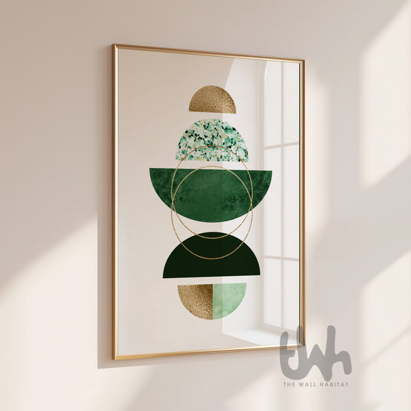 emerald modern wall art framed in luxury interior