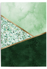 emerald green and gold colour block abstract wall art print