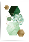 green and gold hexagon wall art