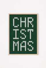 Christmas wall print framed in natural wood frame