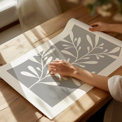 grey leaf poster botanical wal