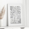 grey wall art with leaves