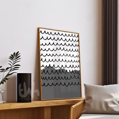 modern wavy lines grey andblack print