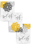 set of 3 yellow and grey bathroom decor