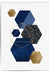 blue and gold hexagon wall art