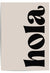 Minimalist “Hola” wall art with bold black font on a beige background