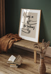 Hugs in the Hallway' featuring illustrated arms reaching out on a soft beige background, perfect for family home décor